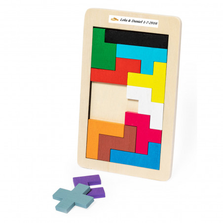 Quebra-cabeça tetris com adesivo personalizado de casamento