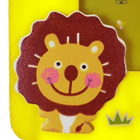 Porta-retrato infantil de madeira com leão