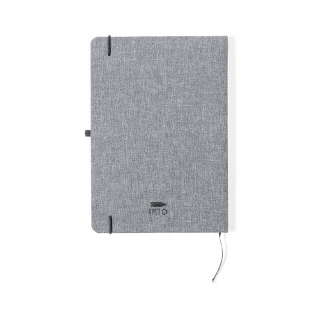Bloc de notas ECO com capa rígida fabricada em RPET para detalhes