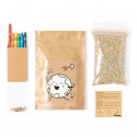 Pote para colorir com sementes e giz de cera para detalhes originais
