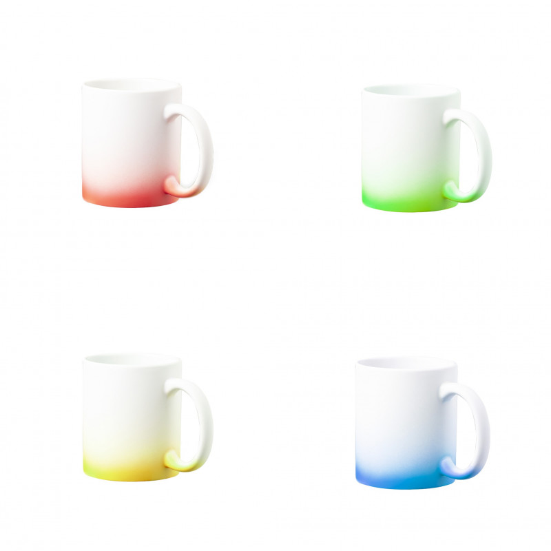 Caneca de sublimação com acabamento fosco em cores para detalhes do evento