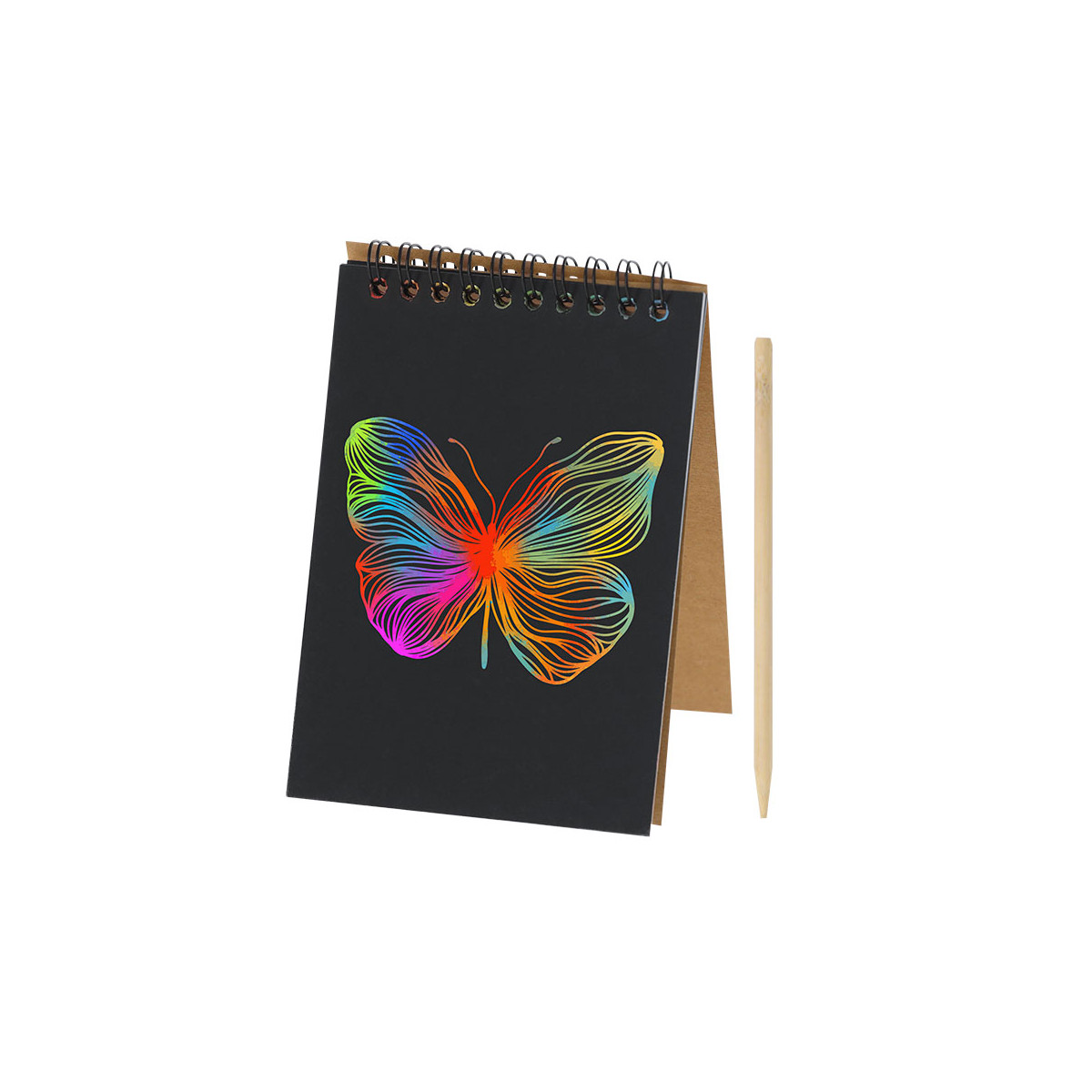 Libreta de anillas a6 con hojas raspables negras y rascador detalle ecológico y creativo