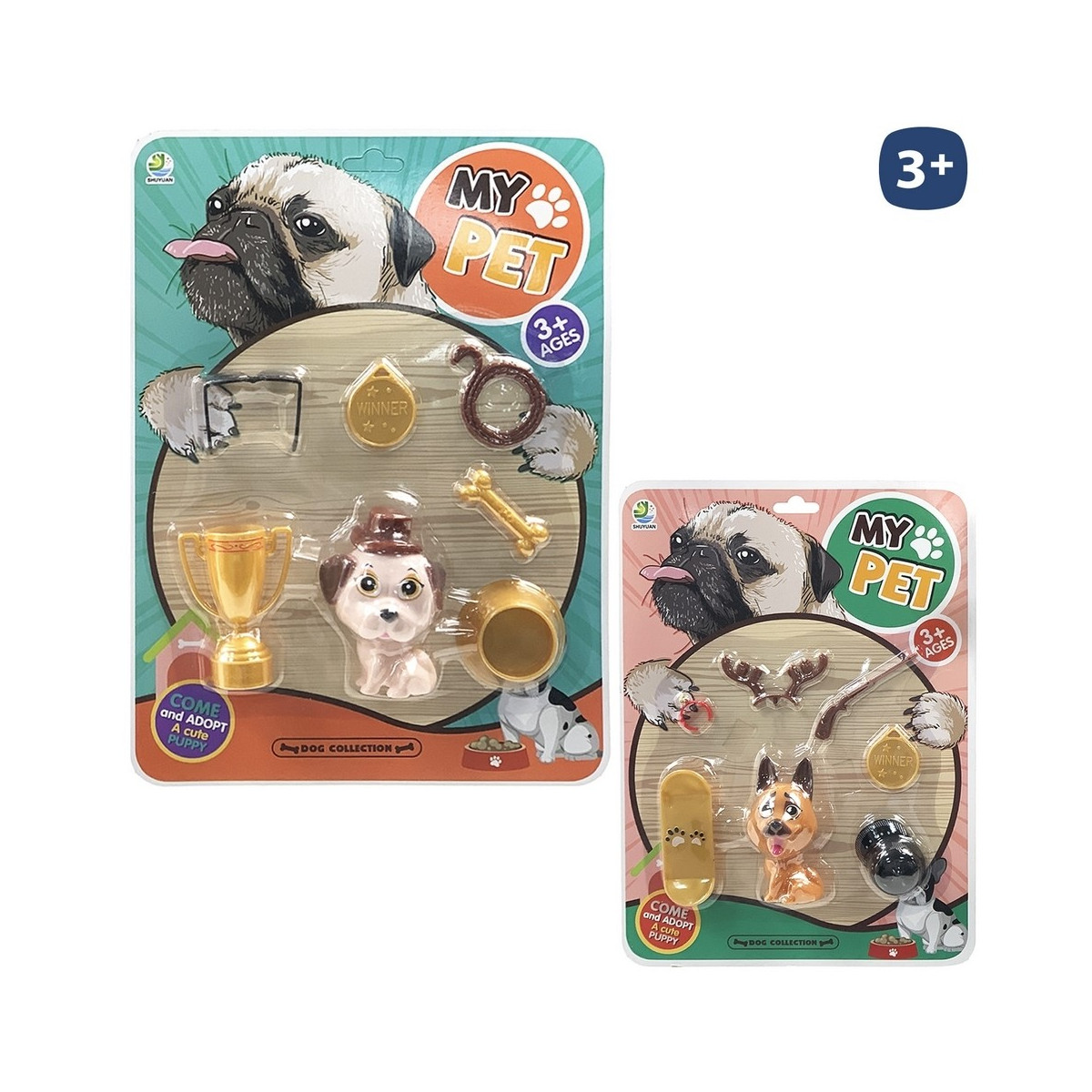 Conjunto de brinquedo de animal de estimação com acessórios 7 peças