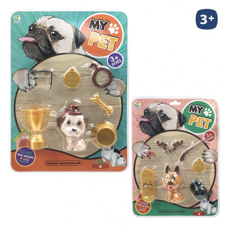 Conjunto de brinquedo de animal de estimação com acessórios 7 peças