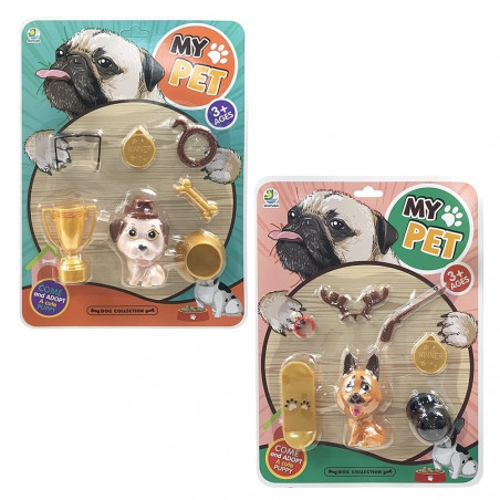 Conjunto de brinquedo de animal de estimação com acessórios 7 peças