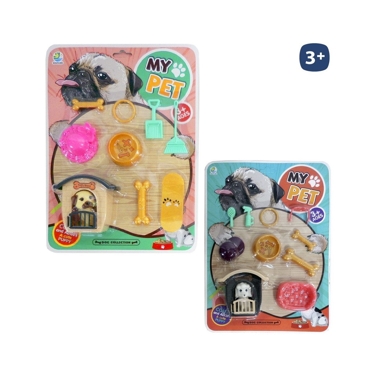 Conjunto de mascote de brinquedo com acessórios e casinha 10 peças