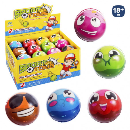 Bola de espuma com design de carinha simpática e emoticons