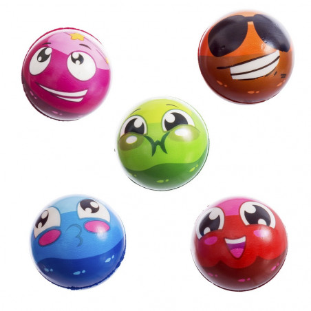 Bola de espuma com design de carinha simpática e emoticons