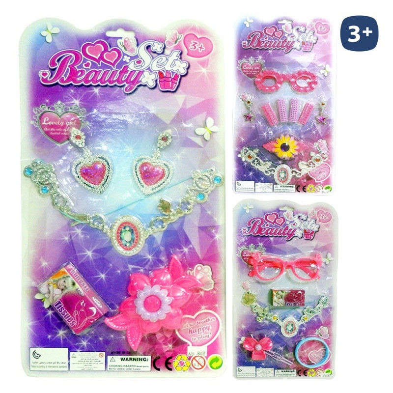 Conjunto de beleza com colar metalizado e acessórios