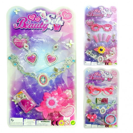 Conjunto de beleza com colar metalizado e acessórios