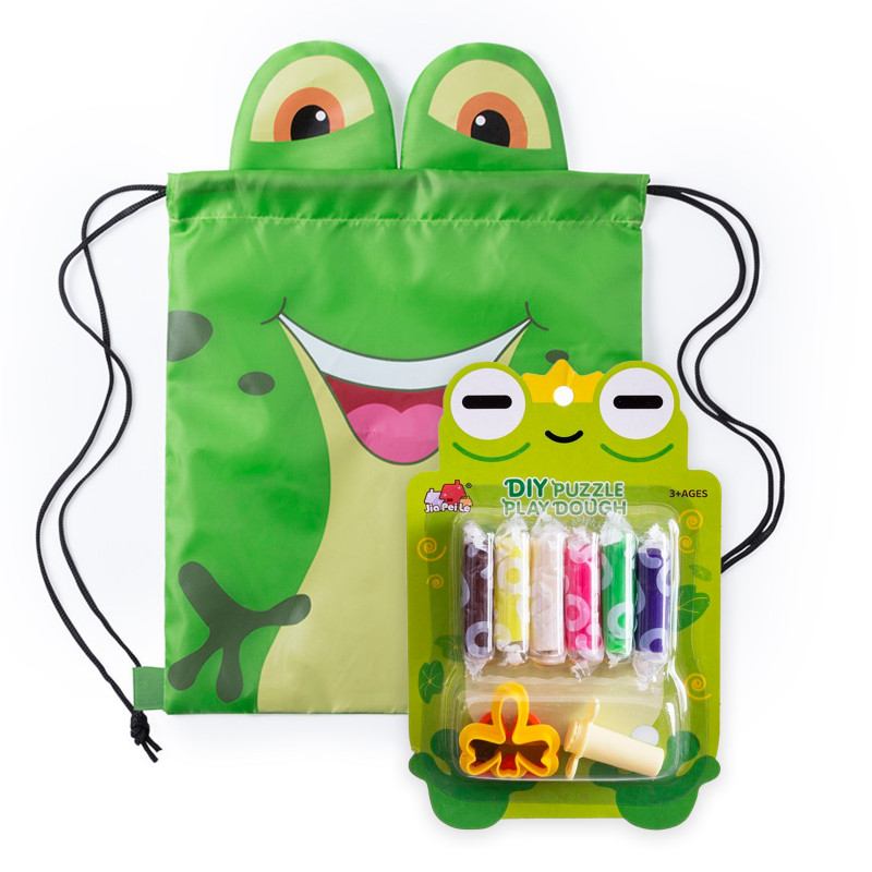 Plastilina colorida com design de rã com mochila de cordão para presentear