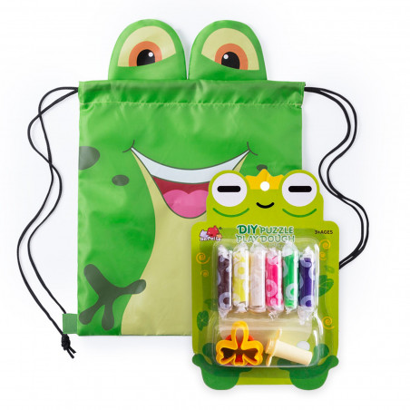Plastilina colorida com design de rã com mochila de cordão para presentear