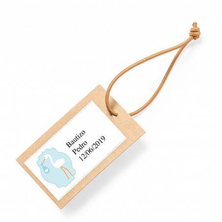 Cartão pendente com adesivo de batizado celeste para decoração