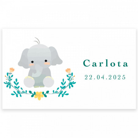 Porta-cartões com mecanismo de extração eco com adesivo de elefante para detalhes de batizado