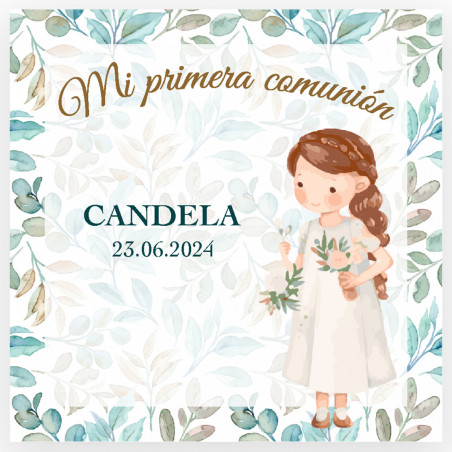 Porta-cartões de feltro com cartão de agradecimento personalizável em bolsa de organza para detalhes de comunhão