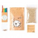 Vaso para colorir com sementes e caixa de giz personalizada para detalhe infantil