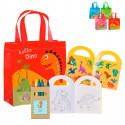 Livro para colorir com giz de cera personalizados em bolsa com design de dinossauros para detalhes infantis
