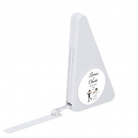 Fita métrica de 200 cm personalizada com adesivo de casamento