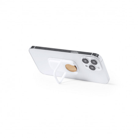 Suporte para smartphone em estojo kraft com adesivo coroa para detalhes convidados