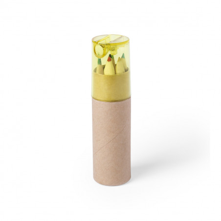 Estojo com lápis de cor e simpático adesivo personalizável para detalhes infantis