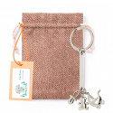 Chaveiro charm batizado em bolsa de tecido com cartão pendente personalizado para presentear