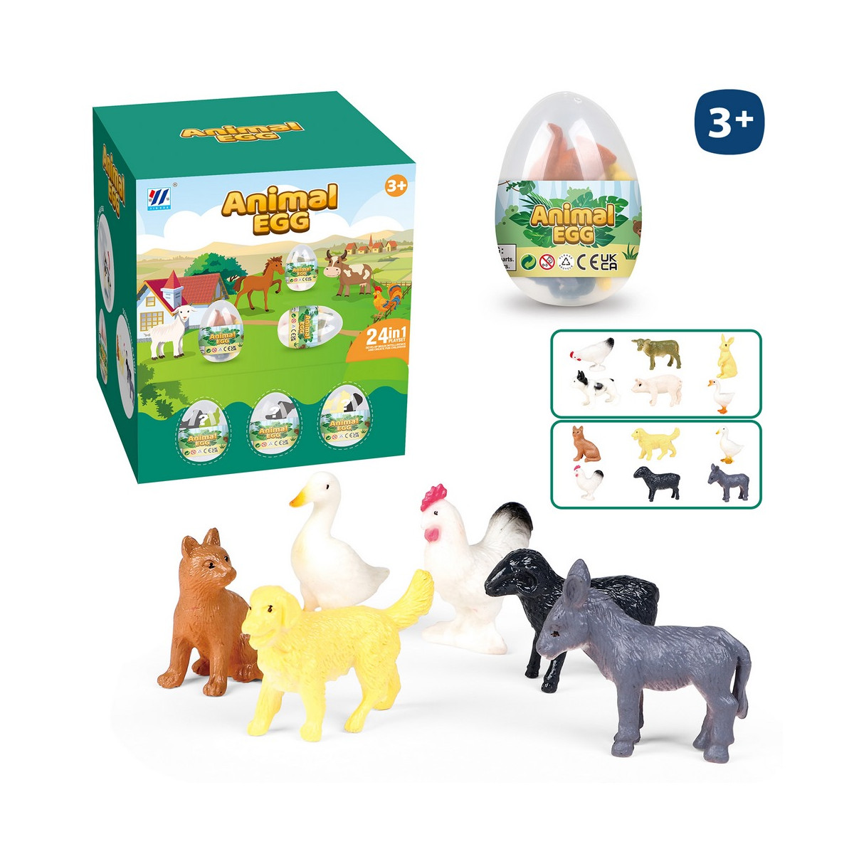 Ovo surpresa de animais de fazenda para detalhes infantis