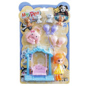 Conjunto de boneca com animais de estimação e balanço para brincar