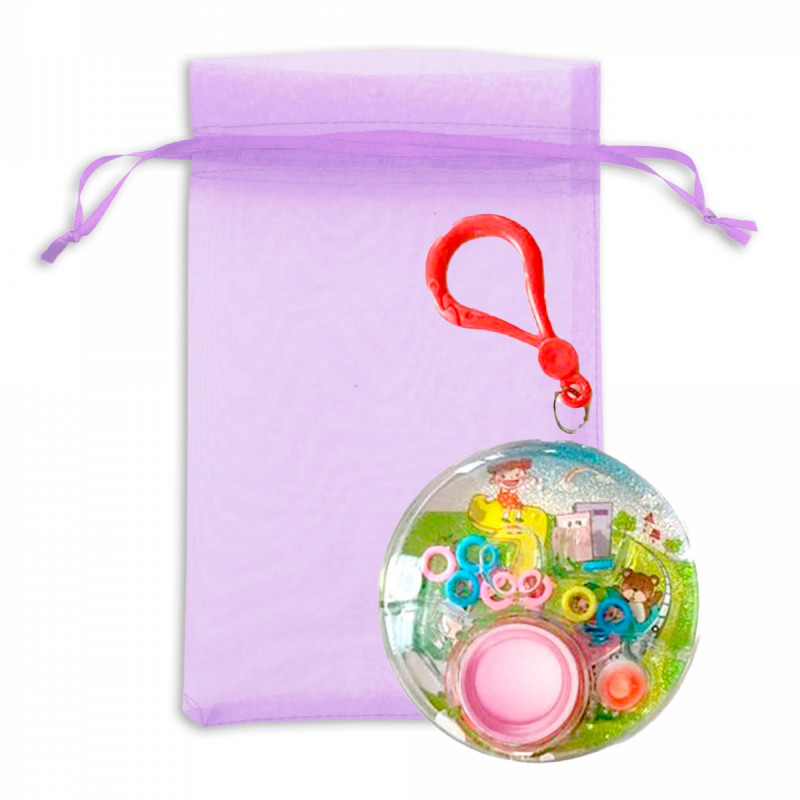 Jogo de habilidade aquática com mosquetão em bolsa de organza roxa