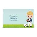 Chaveiro de cortiça com adesivo design de futebol em envelope kraft com adesivo personalizado para detalhes da primeira comunhão