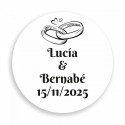 Lanterna caneta vermelha com LED e adesivo de alianças para detalhes de casamento