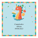 Ventilador manual com design de dinossauro em bolsa personalizada para aniversários