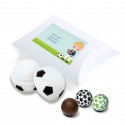 Brilho labial e bombons com design de futebol em bolsa personalizada para comunhão de menino