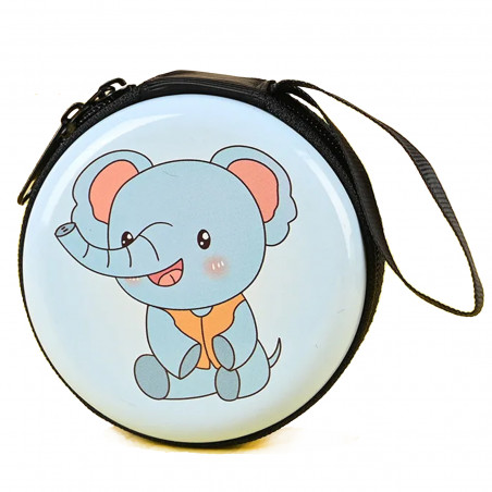 Porta-moedas de lata com design de elefante, um detalhe prático e adorável