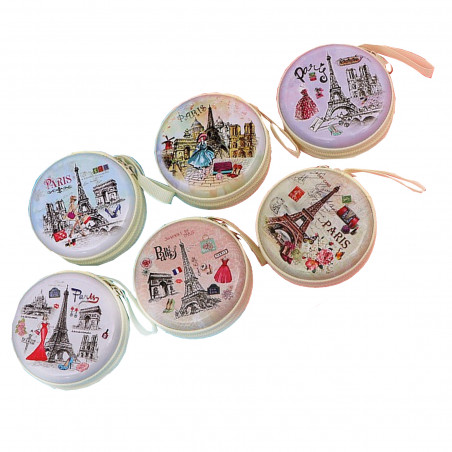 Porta-moedas em lata com desenho de Paris em vários modelos