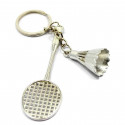Chaveiro de metal em forma de raquete de badminton