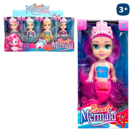 Boneca sereia tamanho mini com cabelos coloridos