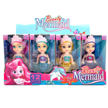 Boneca sereia tamanho mini com cabelos coloridos