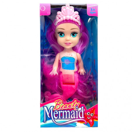 Boneca sereia tamanho mini com cabelos coloridos