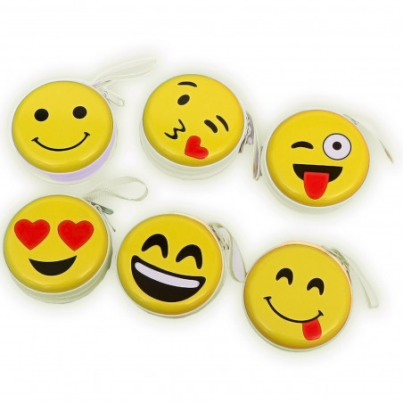 Porta-moedas de lata com emoji e fecho de zíper para presentear