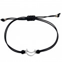 Pulseira de cordão preto com lua metálica para presentear