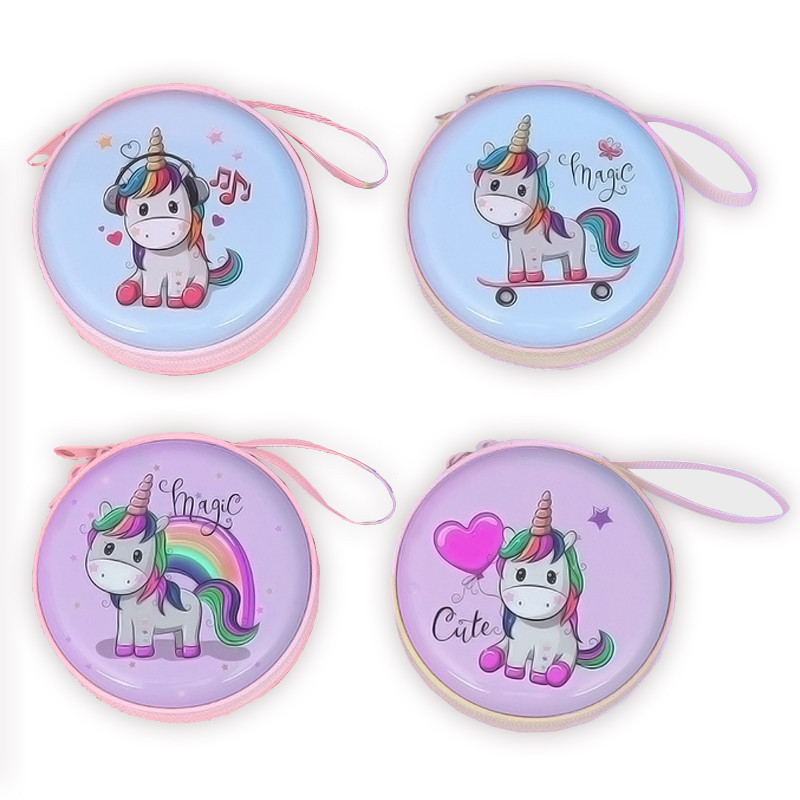 Porta-moedas de lata modelo unicórnio para detalhes