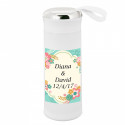 Botella com adesivo floral personalizável para presentear