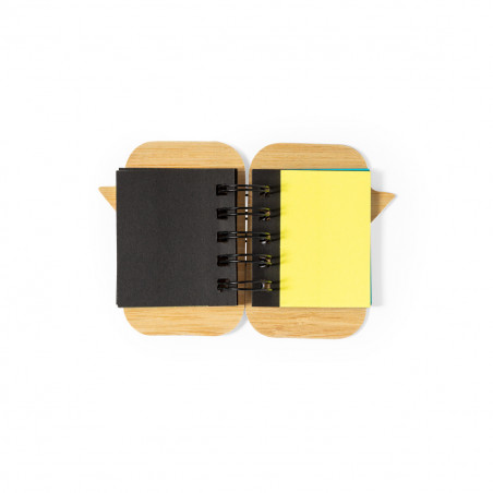 Bloco de notas com anéis e capa de bambu com adesivo personalizável de noivos para lembranças de casamento