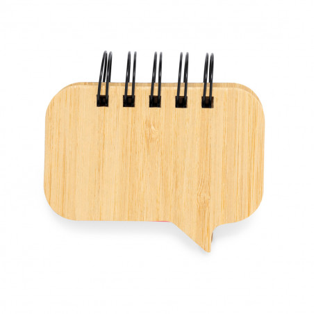 Bloco de notas com anéis e capa de bambu com adesivo personalizável de noivos para lembranças de casamento