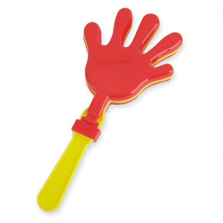 Palmeador vermelho e amarelo personalizado com adesivo de super-heróis para detalhe infantil