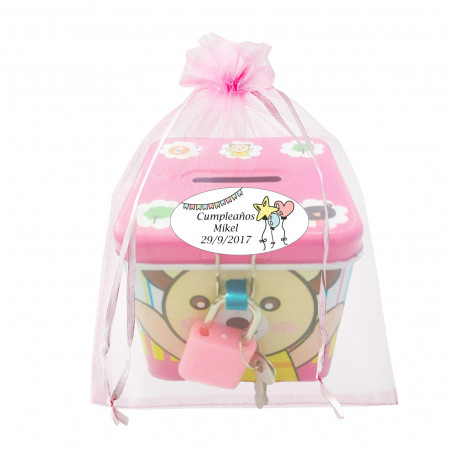 Cofrinho em saquinho de organza personalizado