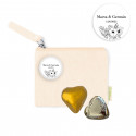 Carteira personalizada com chapa e dois bombons para detalhes de eventos
