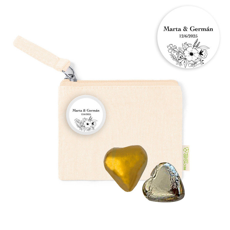 Carteira personalizada com chapa e dois bombons para detalhes de eventos
