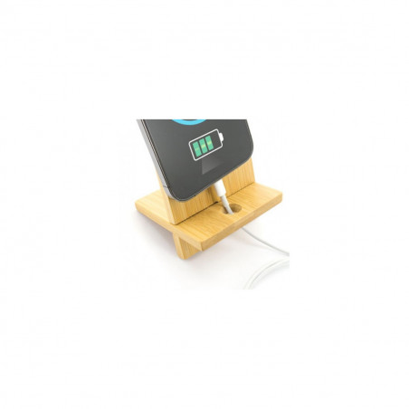 Suporte de bambu para celular em envelope kraft com adesivo personalizado de agradecimento para presentear