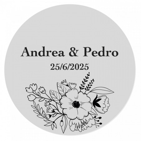 Espelho duplo dourado metalizado com adesivo transparente floral em bolsa de organza para presentear